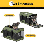 Dog Carrier Soft Sided, Large Cat Carrier with Inner Safety Leash, Pet Transport Carrier for Large Cats and Medium Dogs up to 20 Lbs, Collapsible Travel Puppy Carrier Bag -Green L