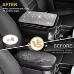 Bling Center Console Cover Fit for Toyota Corolla with 2 Storage Bags Fully Diamond-Studded Style Center Console Armrest Cover with Total Protection(Silver Diamond)