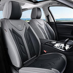 Coverado Car Seat Covers Full Set, Automotive Seat Covers Car Seat Protector Car Seat Cushion, Waterproof Leather Seat Covers for Cars, Universal Fit for Most Sedans SUV Pick-up Truck(Gray&Black)
