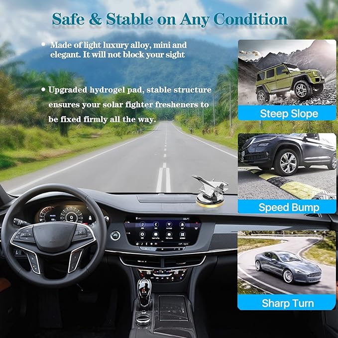 Military-Grade Fighter Car Air Freshener, Alloy Solar Rotating Car Essential Oil Diffuser with Cologne Natural Plant Essential Oil, Aromatherapy Decorations