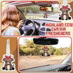 Loopeer 9 Pcs Christmas Highland Cow Air Freshener Cute Cow Print Car Accessories Hanging Gifts for Women Christmas Tree Ornaments Party Hips Gifts for Aromatic Car Home Decorations