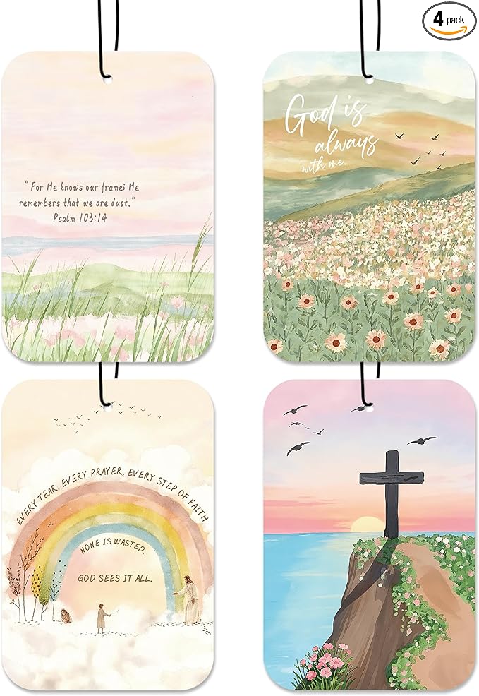 Christian Car Fresheners, 4pcs Jesus Car Accessories Interior, Mirror Decor For Women Man, Air Freshener Hanging For Bathroom Dorm Books Bedroom Drawer, Jesus Christian Accessories Gifts -09