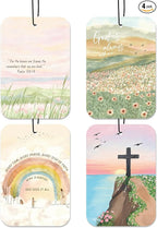 Christian Car Fresheners, 4pcs Jesus Car Accessories Interior, Mirror Decor For Women Man, Air Freshener Hanging For Bathroom Dorm Books Bedroom Drawer, Jesus Christian Accessories Gifts -09