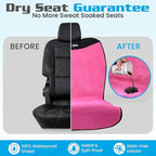 HAPPEGEAR Happeseat Waterproof Car Seat Cover & Protector – Universal Fit Car Seat Towel Cover – Non-Slip Backing, Easy Install & Storage, Machine Washable, Fits Front & Back, Pink