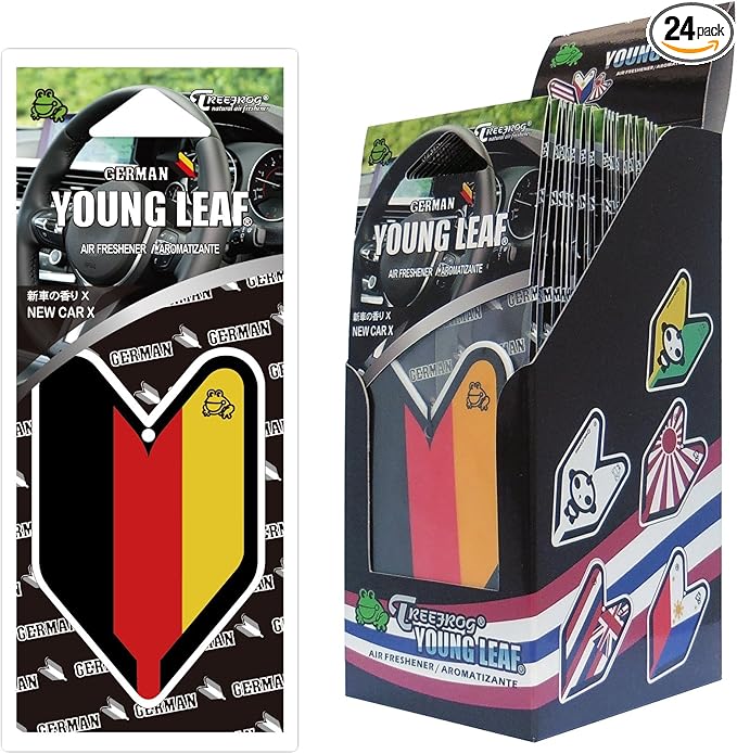 YLNCX04 Japan Tree Frog New Car X Scent German Flag JDM Hanging Air Freshener, 1 Box, 24 Piece
