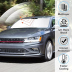 Windshield Sun Shade Custom Fit for 2011-2018 Volkswagen VW Jetta Accessories Foldable Sunshade Sun Blocker Protect Car from Sun Rays & Heat Damage Keep Car Cooler