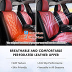 Coverado Car Seat Covers Full Set, Premium Leather Seat Cover for Cars, Front and Back Car Seat Protector, Waterproof Car Seat Cushion Universal Fit for Most Vehicles(Black&Red)