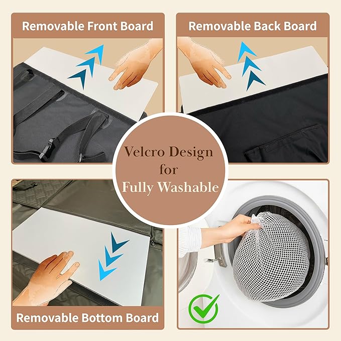 Large Dog Car Seat Extender, Waterproof Back Seat Cover with Hard Base, Seatbelt Leash, Washable Back Seat Extender, with Storage Pocket for SUV, Truck, Car