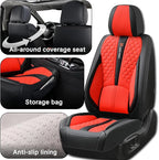 Red Car Seat Covers Full Set – Luxury Waterproof Leather Auto Seat Protector with Airbag Compatible Design, Breathable Non-Slip Cushion, Easy Installation, Fits Most Cars