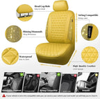 CAR PASS Yellow Bling Diamond Leather Car Seat Cover Full Sets,Waterproof Shining Glitter Sparkly Crystal Universal Fit for Automotive Truck SUV Cute Women Girl Airbag Compatable,All Yellow Rhinestone