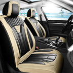 Fit HRV Car Seat Covers Compatible with Honda HRV 2016-2025 2026, Premium Leather Breathable, Wear Resistant, Airbag Compatible, All-Weather Protection & Full Coverage, Full Set Beige&Black