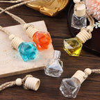 210Pcs 8ml Hanging Car Air Freshener Diffuser Empty Clear Glass Essential Diffuser Oil Aromatherapy Fragrance Perfume Pendant Glass Vials with Wooden Caps Hanging String Car Diffuser Bottles