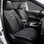 PU Leather Car Seat Covers Front Set – Waterproof seat Cover for Cars，3D Foam Support Automotive seat Covers ，Airbag Compatible, Universal Fit for Cars SUVs Trucks Sedans（Black）