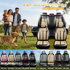 Fit Equinox Car Seat Covers for Chevrolet/Chevy Equinox 2007-2026, Premium Full Coverage Leather, Airbag Compatible, Waterproof All Weather Seat Cushion Protector, Full Set, Black+Beige