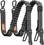 2Pcs Dog Seat Belt, Dog Car Seat Belt Bungee, Car Harness for Pet with Buckle & Hook Latch, Safety Leash Vehicle, Adjustable Reflective Pet Vehicle Tether, 360° Swivel Lock Clasp, Black