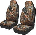 Camouflage Hunting Bear Car Seat Covers Breathable Front Seat Covers Easy Installation Stretch Polyester Fabric Cover Protection Interior Accessories Universal Fit Most Cars SUV