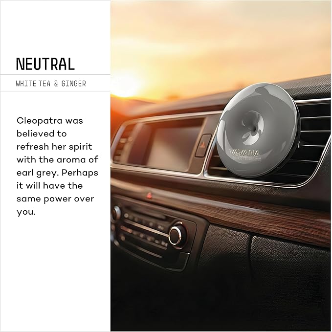 SPIN Vent Mounted Car Air Freshener – NEUTRAL WHITE TEA & GINGER, Essential Oil Car Fragrance, Liquid Free Solid Scent, Long Lasting (2 Pack)