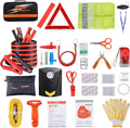 Vetoos Car Roadside Emergency Kit with Jumper Cables, Auto Vehicle Safety Road Side Assistance Kits, Winter Car Kit for Women and Men, with Portable Air Compressor, Tow Rope, Multitool Plier