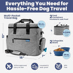 The Original Doggy Bag™ - Complete Dog Travel Bag for Supplies with 2 BPA-Free Travel Dog Bowls & 2 Pet Food Containers - Traveling Kit for Road Trips, Camping, Weekend Away or Doggy Gift: Grey