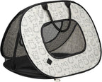 SportPet Designs Pop Open Cat Carrier, Soft-Sided Collapsible Travel Carrier for Cats up to 15 lbs, Lightweight Portable Design with Mesh Ventilation & Secure Zippers, Cat Print