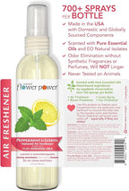 Natural Flower Power Air Freshener Spray - Odor Eliminator with Essential Oils for the Home, Car & Fabric - Cruelty Free & Vegan - Lavender + Peppermint & Lemon - 2 x 4 oz