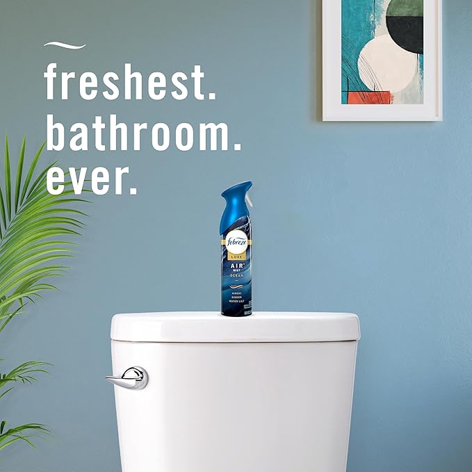 Febreze Air Mist Air Freshener Spray, Odor-Fighting Room Spray, Air Fresheners for Home and Bathroom and Kitchen, Aerosol Can, Ocean Scent, 8.8oz (Pack of 3)