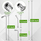 Pressure Washer Extension Wand, 120" Stainless Steel Power Washer Lance With Molded Grip, 30°, 90°, 120° Curved Rod, 5 Spray Nozzle Tips, 1/4" Quick Connect, 4000 PSI