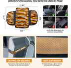 Plush Tiger Print Car Center Console Cover with Side Pockets, Fluffy Armrest Cushion Pad,Soft Car Interior Decorations Accessories with Storage for Women,Universal Fit for Vehicles SUV Truck