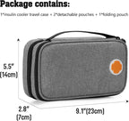 CURMIO Insulated Insulin Cooler Travel Case, Double Layer Diabetic Supplies Storage Bag with Detachable Pouches for Diabetic Medication and Ice Packs, Gray, Empty Bag Only