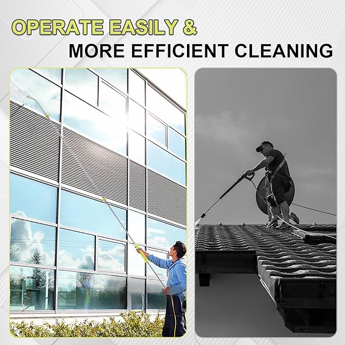 Pressure Washer Extension Wand, 120” pressure washer lance Replacement, Stainless Steel Power Washer Wand with 1/4” QC, Gutter Cleaner Attachment with 30°/90°/120° Curved Rods, 5 Nozzle Tips