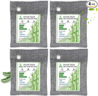 4 Pack Activated Charcoal Odor Absorber. Nature Fresh Bamboo Charcoal Air Purifying Bag Home Closet Air Freshener Deodorizer and Moisture Eliminator, Purifier for Closet, Shoe, Car Air freshener