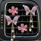 4 Pcs Pink Bling Butterfly and Daisy Car Air Fresheners Vent Clips Diffuser Vent Clip Rhinestone Diamond Decoration Car Interior Decor Cute Accessories for Women, Automotive Air Fresheners