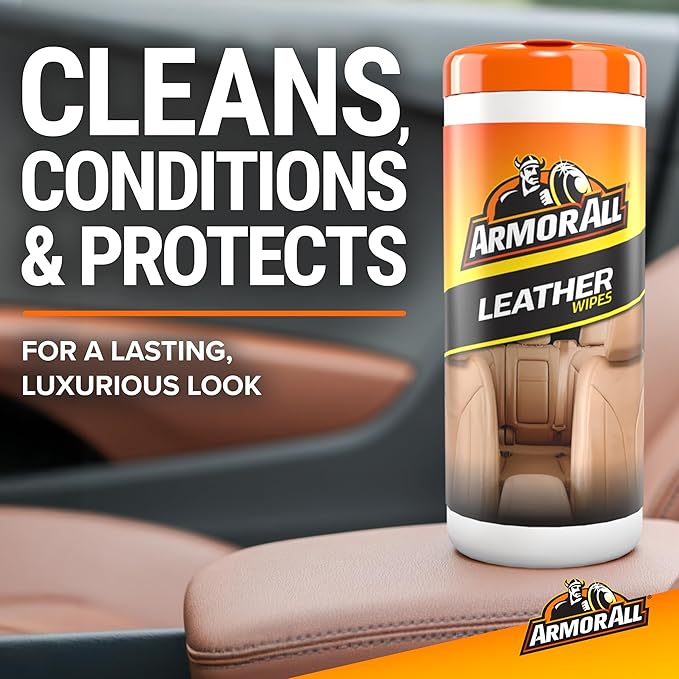 Armor All Interior Cleaner Car Leather Wipes by , For Cleaning Cars, Trucks and Motorcycles, 20 Count