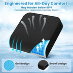 Wheelchair Seat Cushion for Pressure Relief, Cooling Gel Memory Foam Chair Cushion with Slope-Edge Design, Coccyx Support for Tailbone Pain, Non-Slip, for Wheelchairs, Office Chairs & Car Seats
