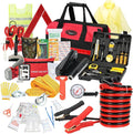 Vetoos Car Roadside Emergency Kit with Jumper Cables, Auto Road Side Safety Kit for Vehicles - with Premium Carry Bag, Repair Tool Set, for Men, Women, Teenagers