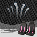 2 Pack Universal Car Seat Cover with Breathable Mesh Backrest,Comfortable Car Seat Protector with Foam Padding and Retaining Buckle,Highly Elastic Car Seat Covers Full Set (Pink)