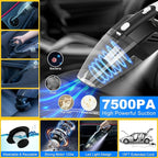 AUTODECO 37Pcs Car Detailing Brush Set, Car Detailing Kit, Auto Detailing Drill Brush Set, Car Detailing Brushes, Car Wash Cleaning Tools Kit with Car Vacuum for Interior, Exterior, Wheels, Blue