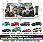 Socira Cow Car Windshield Sunshade Umbrella Foldable Cattle Umbrella Driver Sun Shade Windshield Cover Funny Sunshade Cow Car Accessories Blocks Uv Rays Keeps Cool (57" X 30")