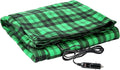 Heated Blanket - 12-Volt Electric Blanket for Car, Truck, SUV, or RV - Portable Winter Car Accessories for Camping or Travel by Stalwart (Green and Black Plaid)
