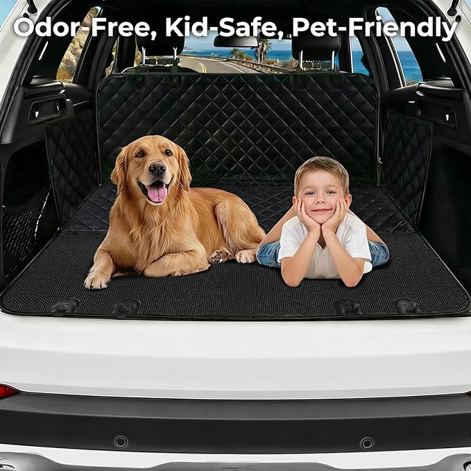 Dog Car Seat Cover for Pets Waterproof Seat Cover Hammock Nonslip Durable 600D Heavy Duty Scratch Proof Soft Back Seat Covers for Cars Trucks and SUVs, Black