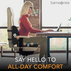 Samsonite Ergonomic Seat Cushion and Lumbar Support Cushion Combo, Memory Foam Office Chair for Back Support, Car Seat and Wheelchair Ergonomic Pillow, Premium Home and Office Desk Accessories