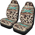 Car Seat Covers Front Seats Only for Women Men Auto Seat Covers Set of 2 Pack Bucket Cover for Cars SUV Truck Sedan, Easy to Install（Aztec Ethnic Cow Leopard Print 83）
