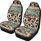 Car Seat Covers Front Seats Only for Women Men Auto Seat Covers Set of 2 Pack Bucket Cover for Cars SUV Truck Sedan, Easy to Install（Aztec Ethnic Cow Leopard Print 83）