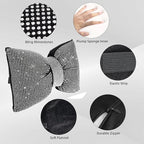 2 PCS Bling Car Pillows, Rhinestones Bowknot Bling Car Headrest Pillow, Car Neck Pillow for Driver Cool Relax Necksupport, White Crystal Diamond Car Accessories for Women