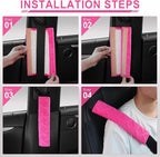 JUSTTOP 2-Pack Universal Car Seat Belt Pads Cover for A More Comfortable Driving, Seat Belt Shoulder Strap Covers Harness Pad for Car Interior Accessories(Deep Pink)