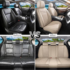 Car Seat Covers Full Set Fit for Toyota RAV4 Hybrid 2016-2026, Premium Faux Leather Car Seat Protector,Breathable Anti-Slip Full Wrapping Edge Seat Covers(Beige,Full Set)