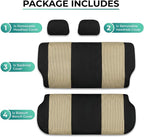 FH Group Automotive Rear Car Seat Covers for SUV, Trucks, Sedan and More - Universal Fit Rear Solid Bench Design Interior Accessories - 3D Mesh Fabric Center Panel - Beige