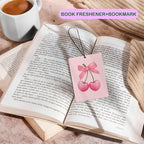 Coquette Pink Bow Cherry Air Freshener for Car, Cute Pink Girly Air Freshener Hanging 3 Pcs for Cars Closet Drawer or Books, Cute Girly Preppy Car Mirror Decor for Women