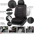 CAR PASS 3D Foam Leather Car Seat Covers Two Front Seats only, Air Mesh Thick Seat Covers, All Weather Car Seat Cover Comfort & Protection for Truck,SUV,Sedan,Van, Airbag Compatible Red