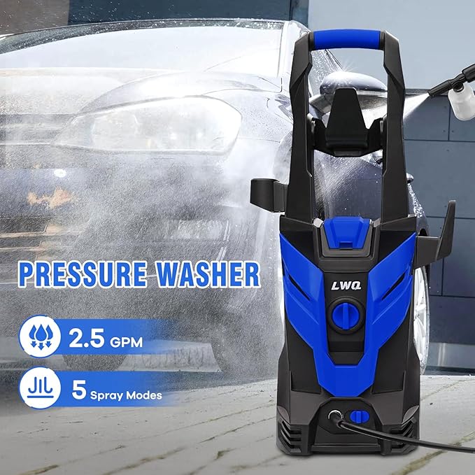 Pressure Washer, Power Washer with 4 Quick Connect Nozzles 1 Foam Cannon, High Pressure Cleaning Machine for Cars/Fences/Driveways/Patios/Farms/Home Cleaning